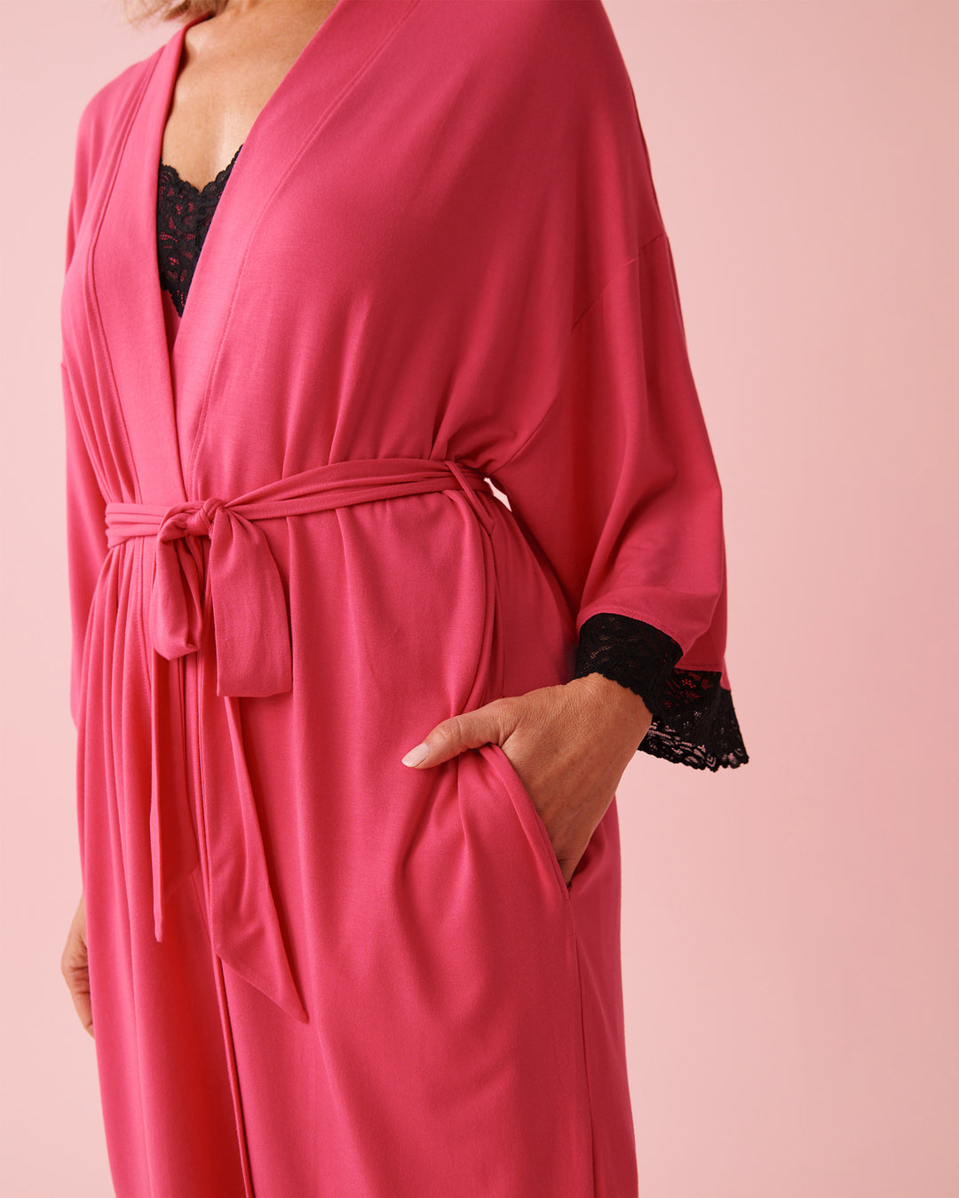 Kimono Modal Lace - Pink