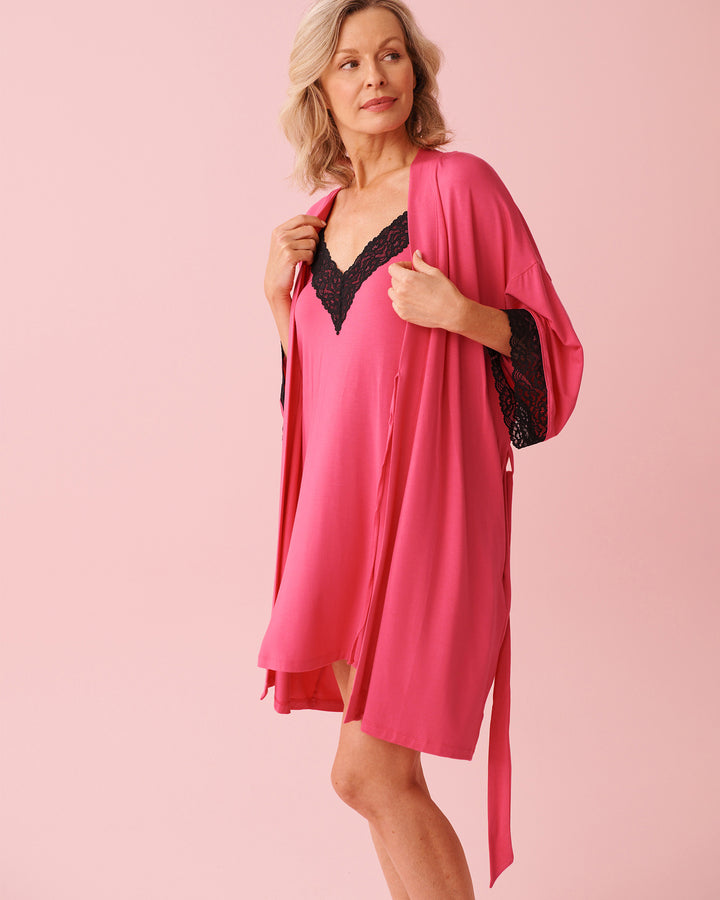 Kimono Modal Lace - Pink