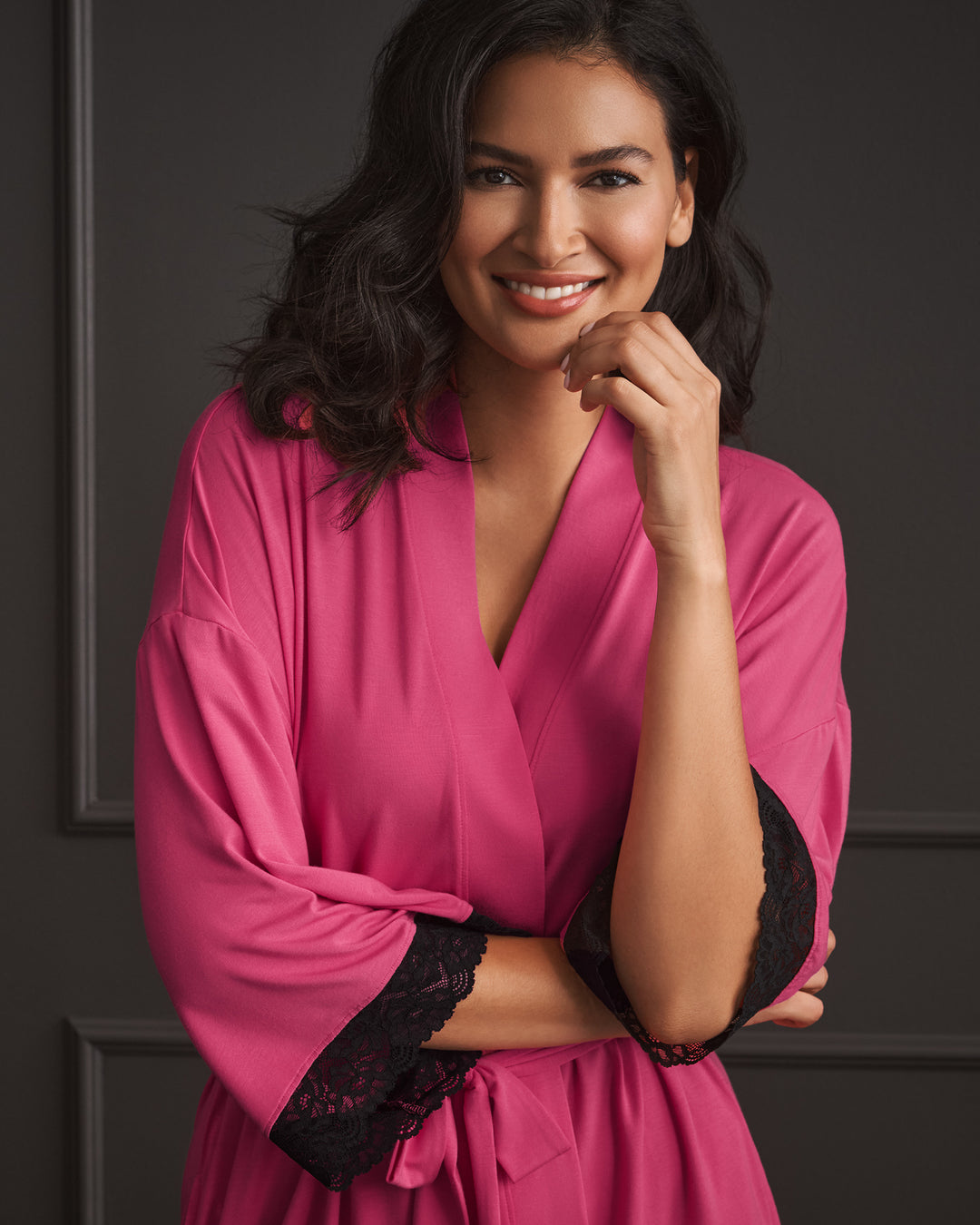 Kimono Modal Lace - Pink