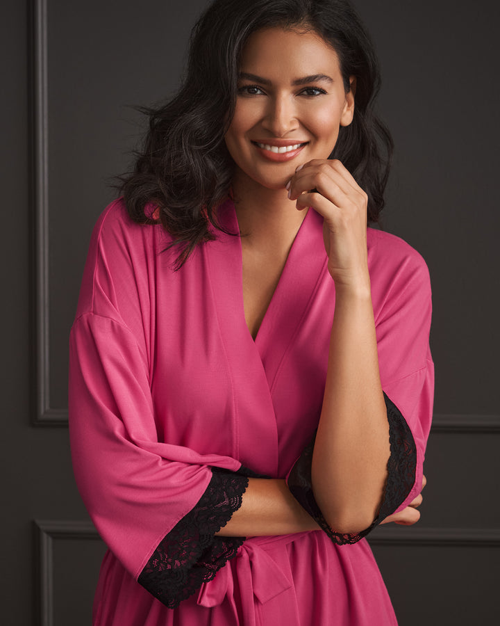 Kimono Modal Lace - Pink