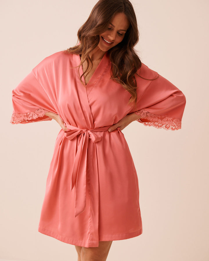 Kimono Satin Lace - Pink