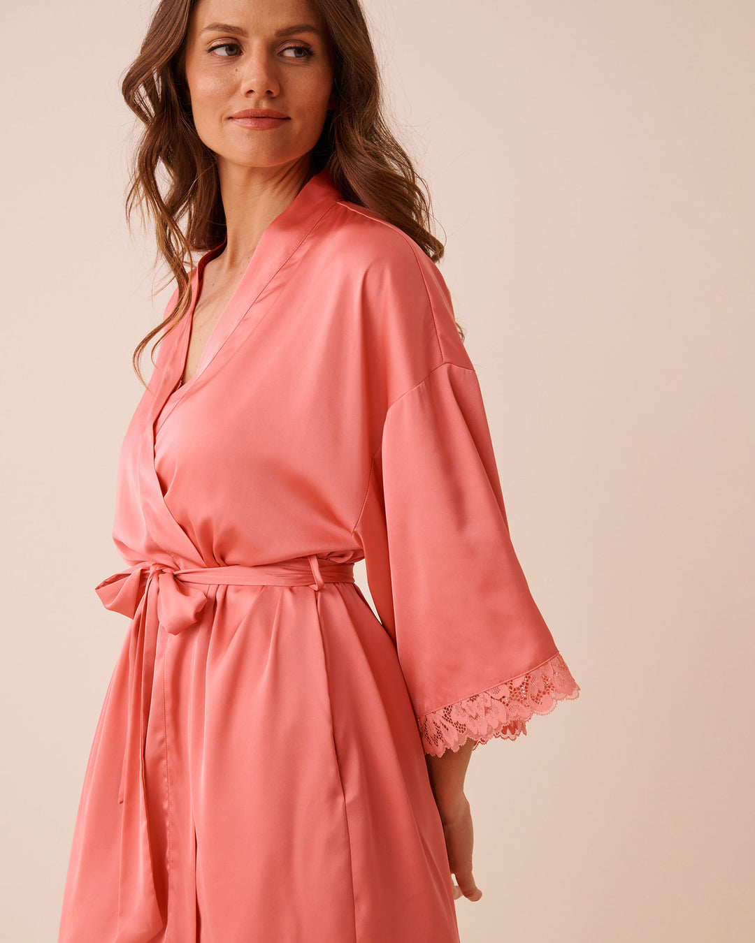 Kimono Satin Lace - Pink