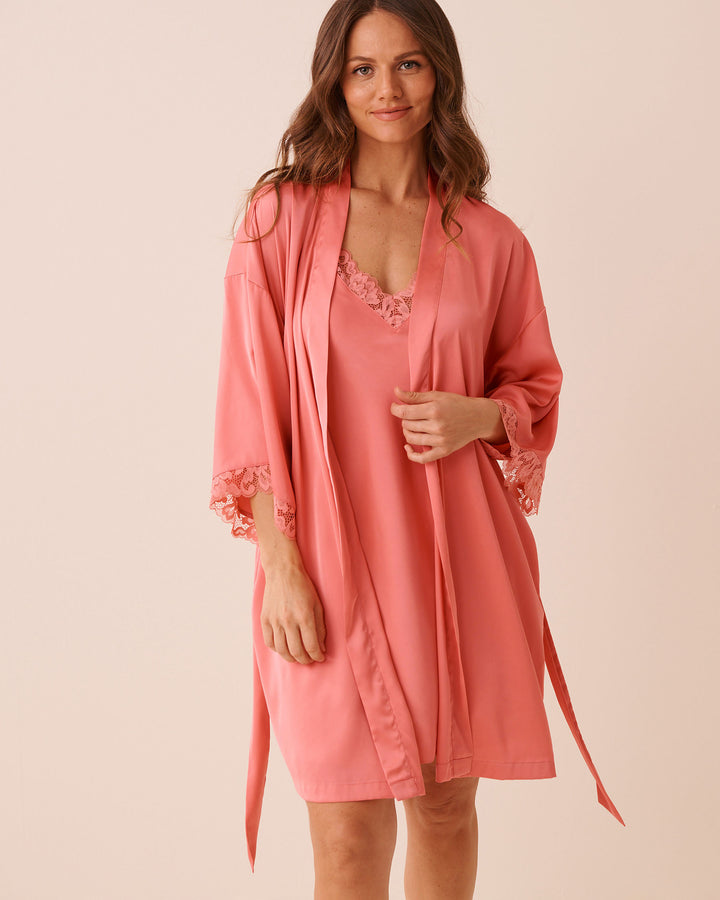 Kimono Satin Lace - Pink