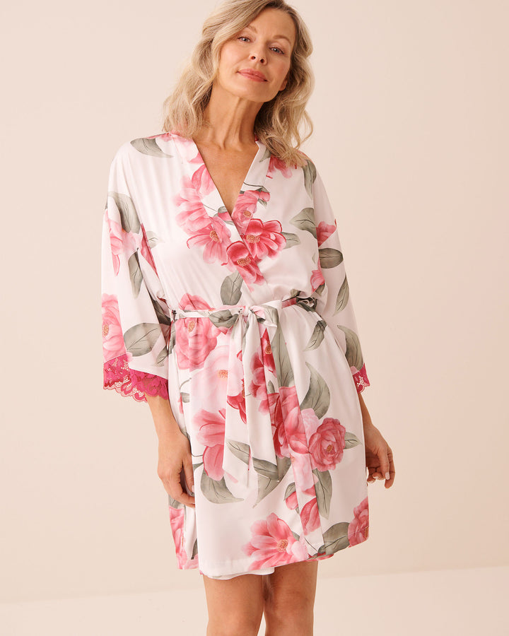 Kimono Satin Lace - White