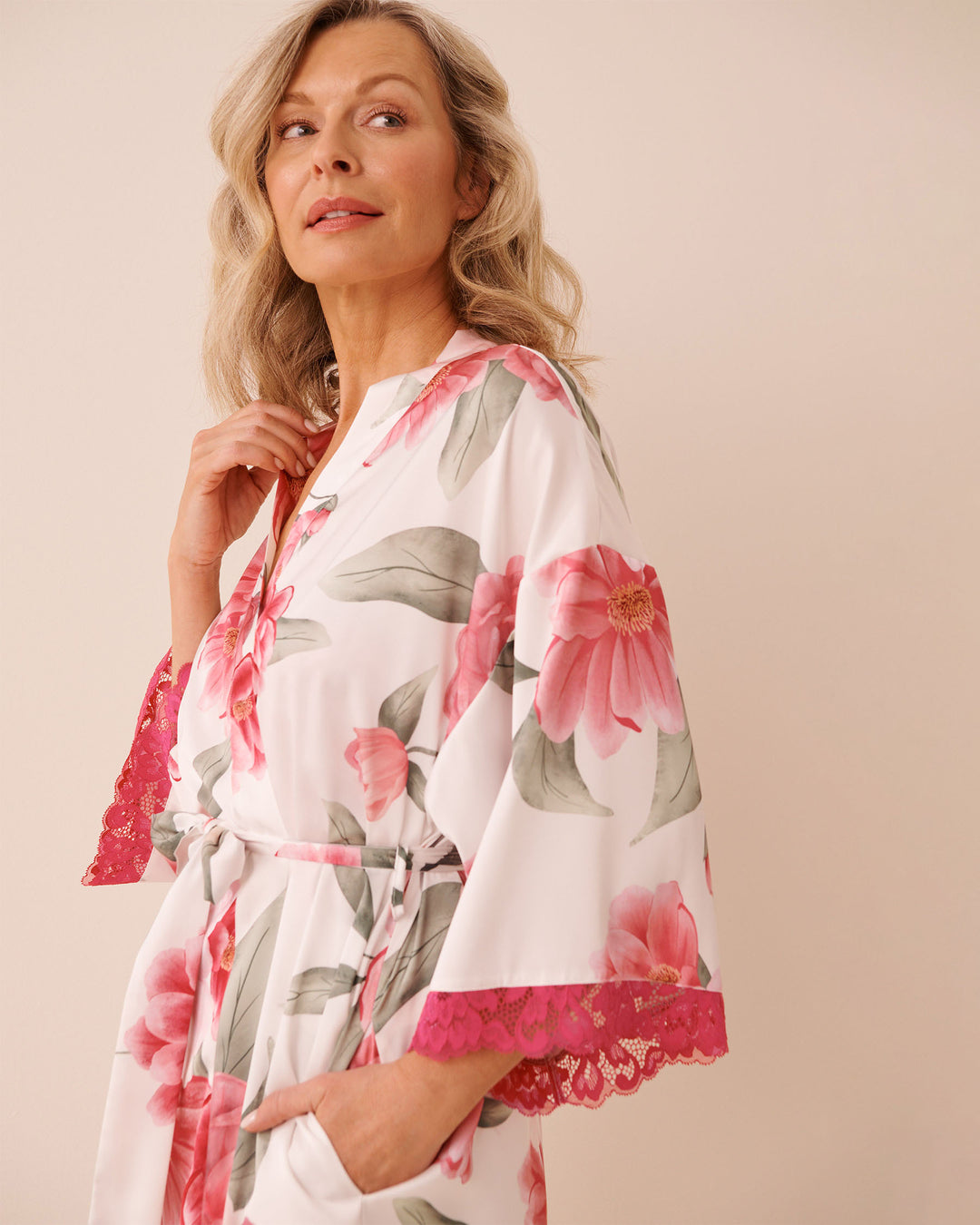 Kimono Satin Lace - White