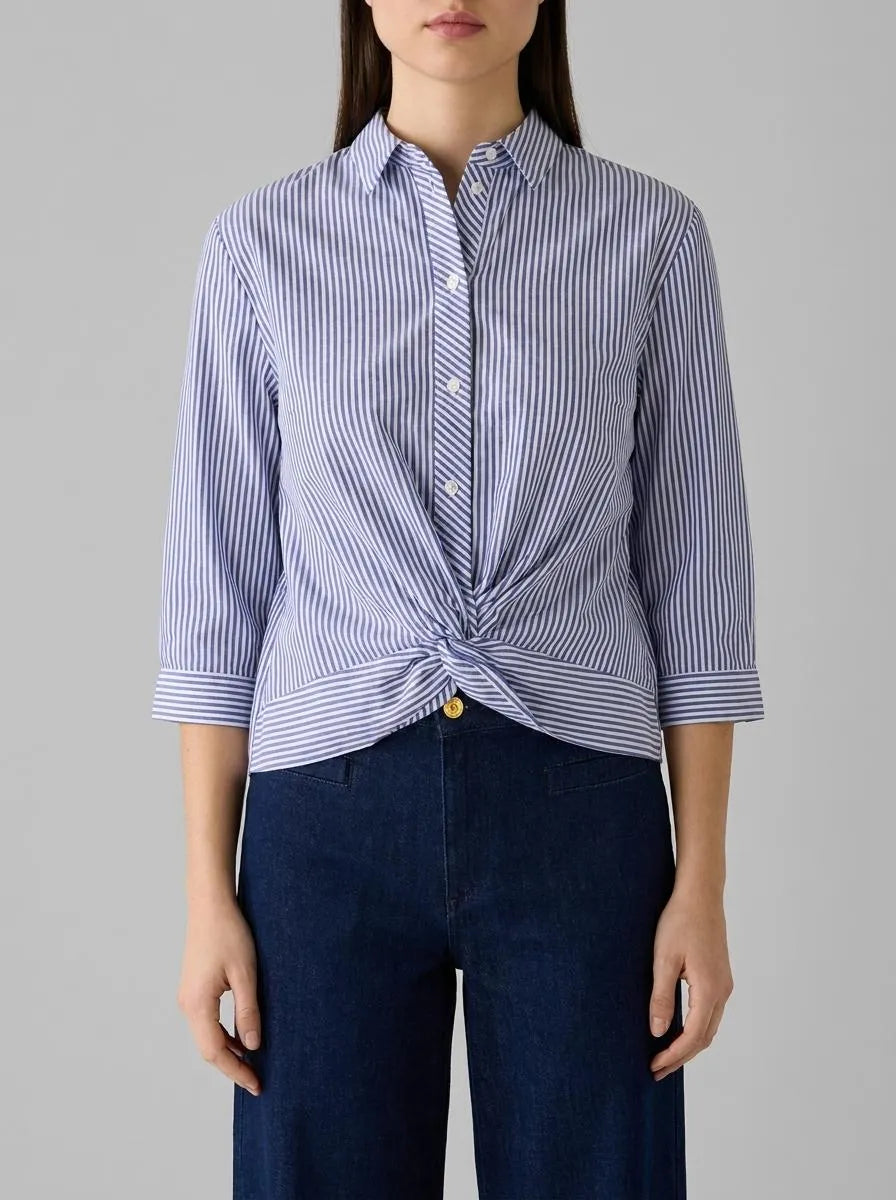 Striped Blouse with Knot Detail