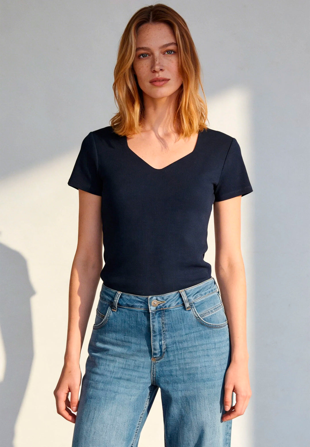 T-Shirt with Decorative Neckline