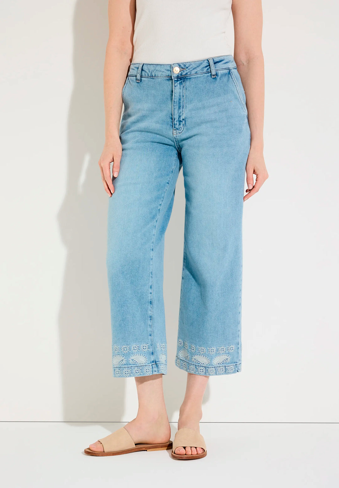 Jeans with Embroidery At The Hem
