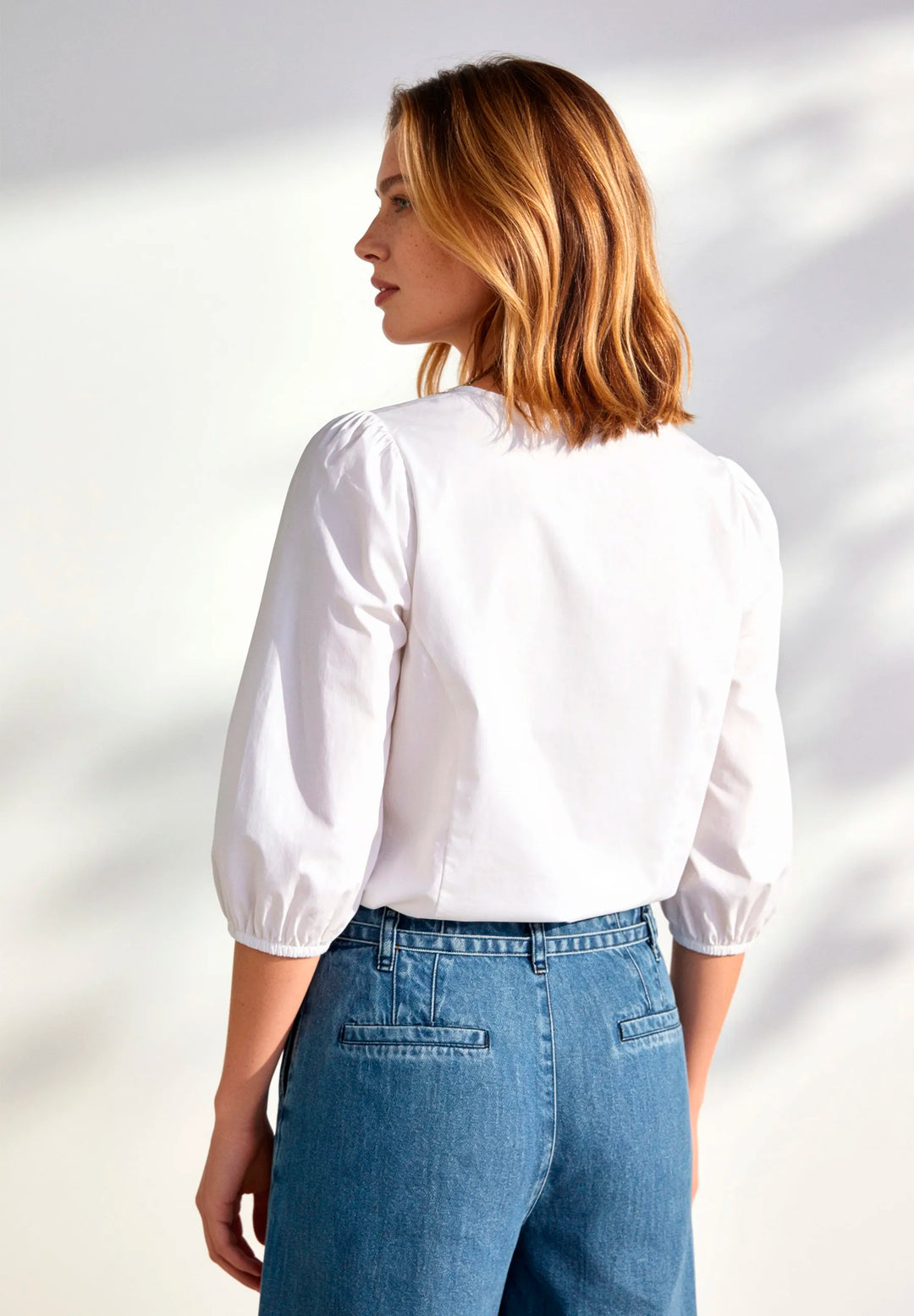 Fitted Blouse with Voluminous Sleeves