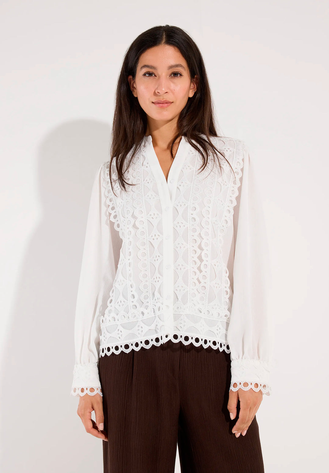 Crêpe Blouse with Lace Details