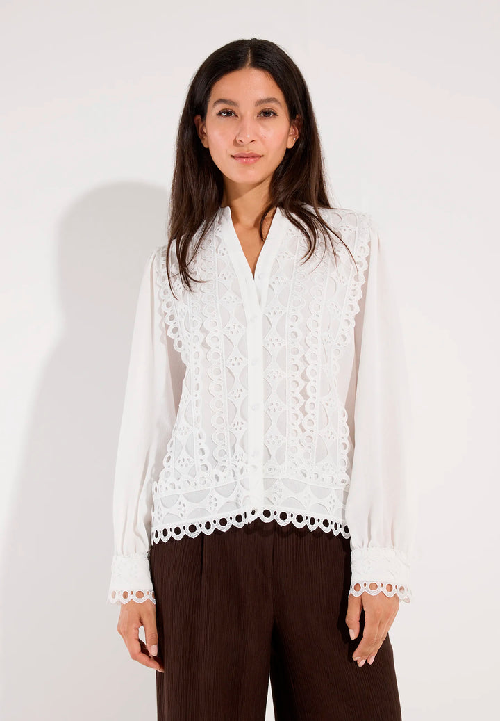 Crêpe Blouse with Lace Details