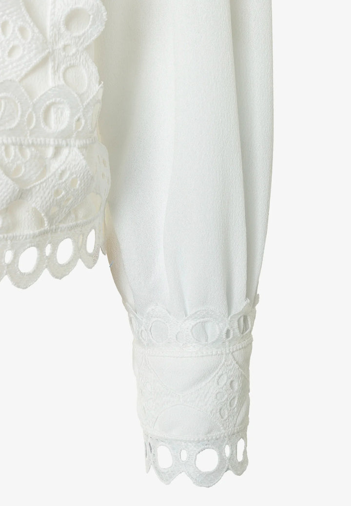 Crêpe Blouse with Lace Details