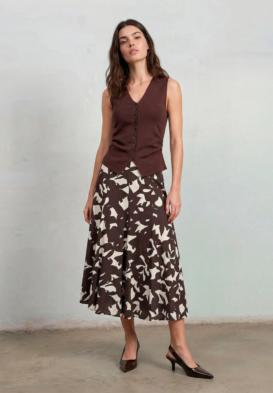 Printed Midi Skirt