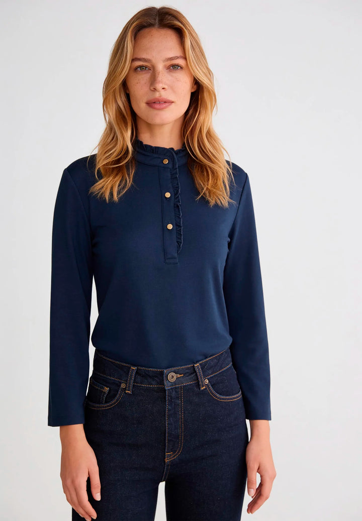 Shirt with Ruffles, 3/4 Sleeve