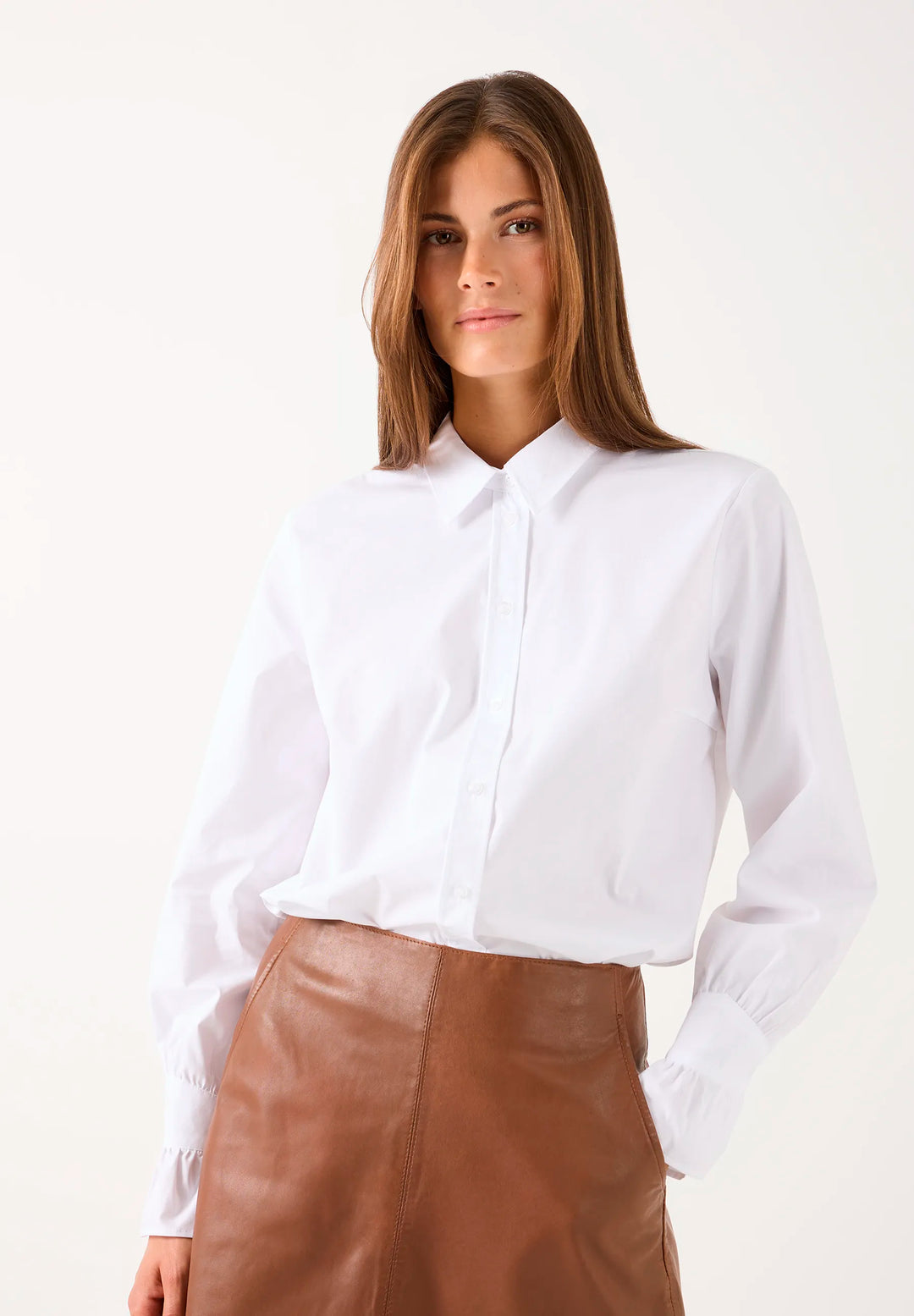 Shirt Blouse with Volant Sleeves