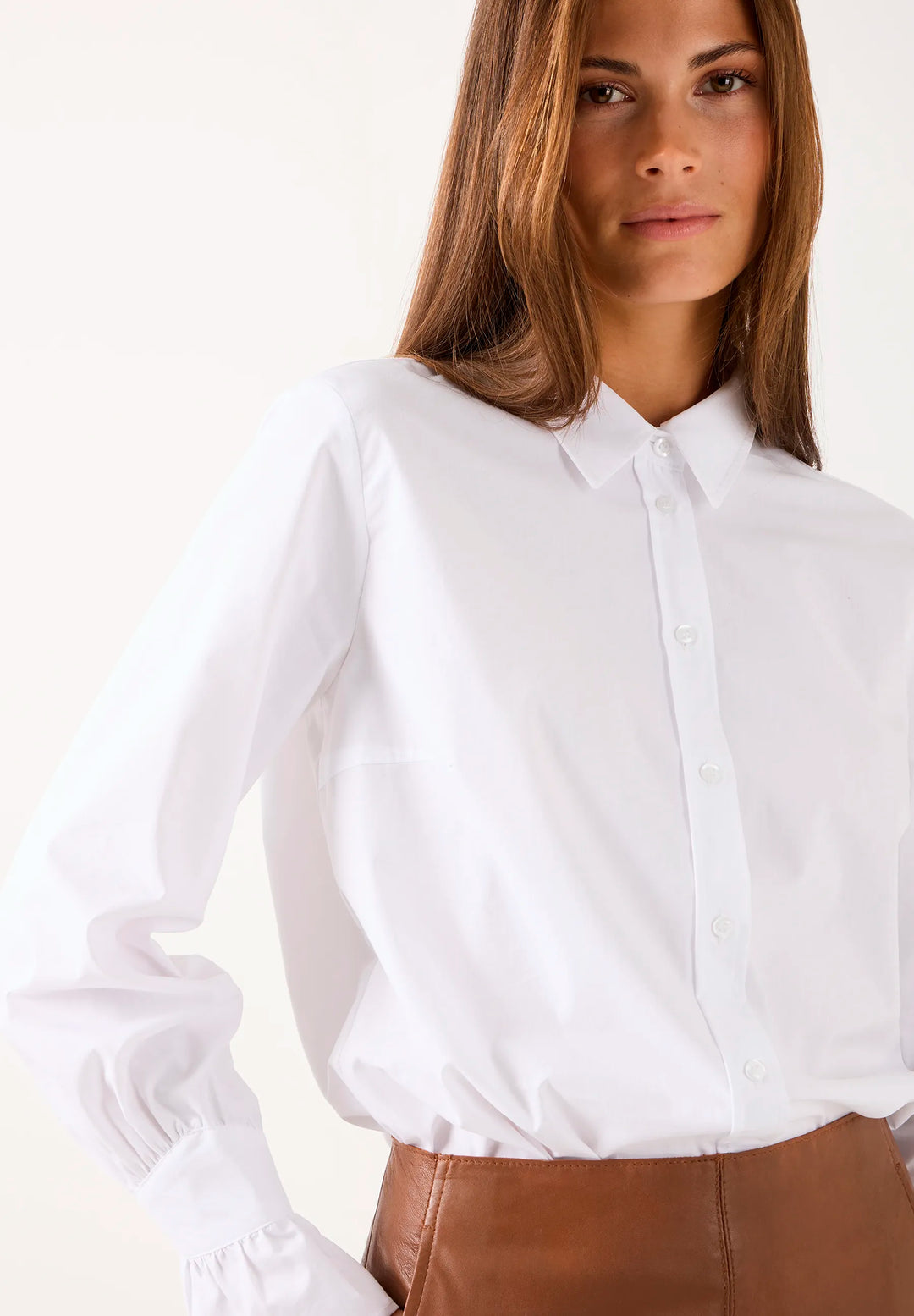 Shirt Blouse with Volant Sleeves