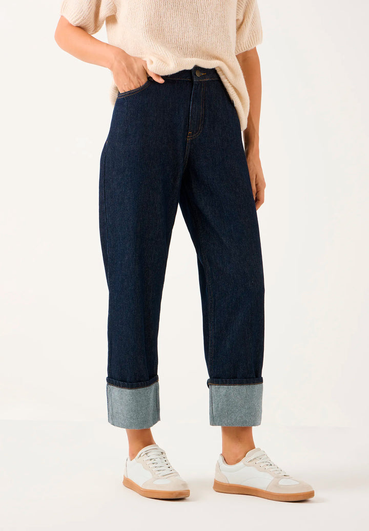Rinse Wash Denim Jeans w Turn-Up