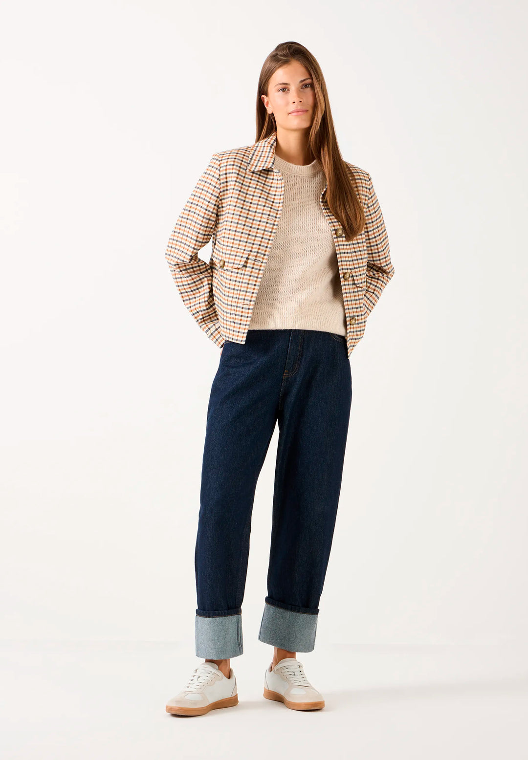 Rinse Wash Denim Jeans w Turn-Up
