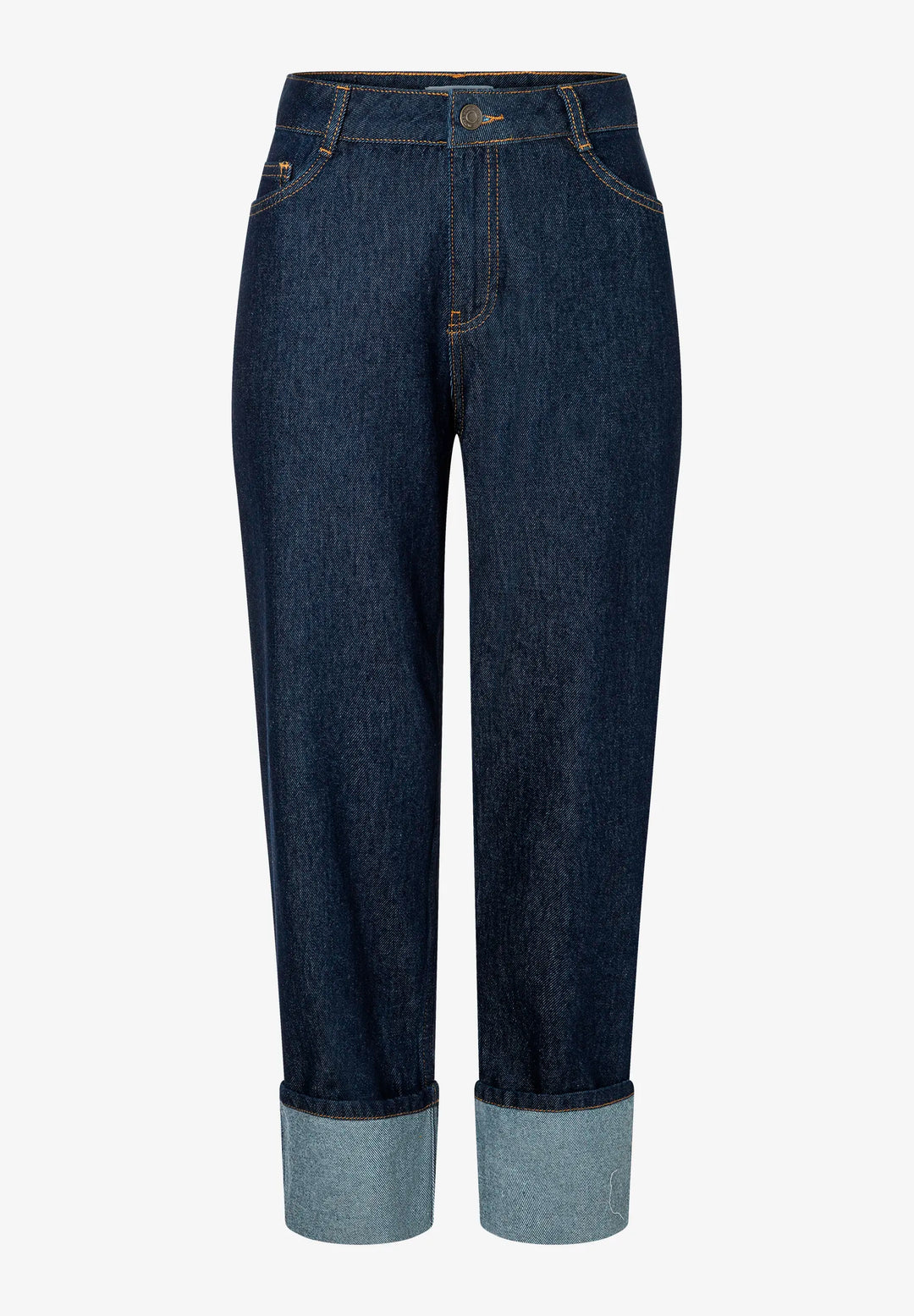 Rinse Wash Denim Jeans w Turn-Up