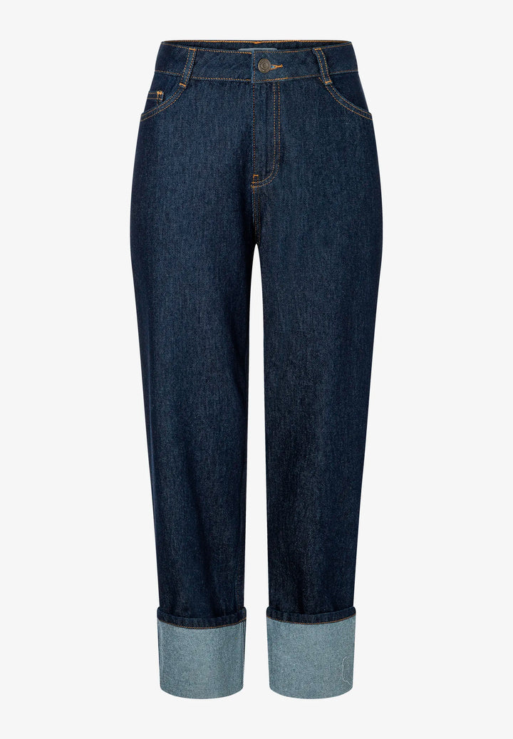 Rinse Wash Denim Jeans w Turn-Up