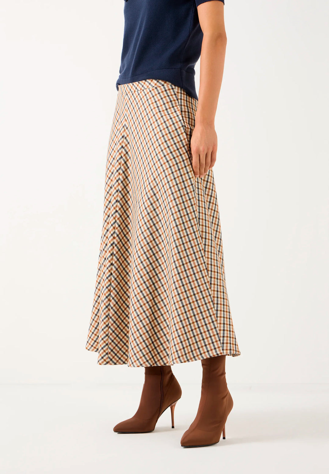 Flared Check Skirt