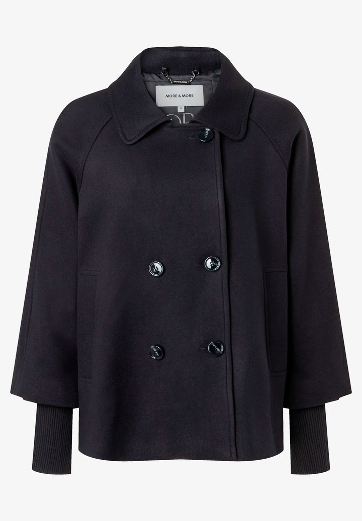 Velours A-Line Jacket With Knit Detail