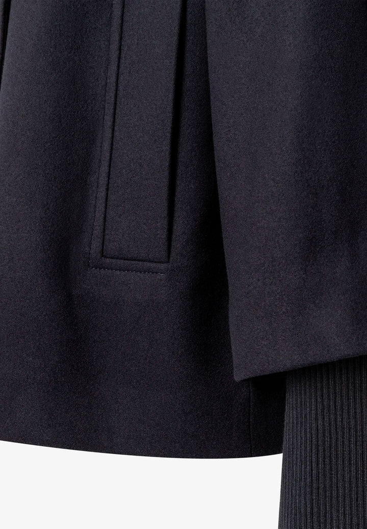 Velours A-Line Jacket With Knit Detail