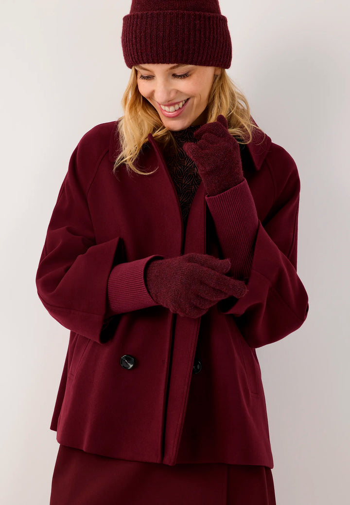 Velours A-Line Jacket With Knit Detail