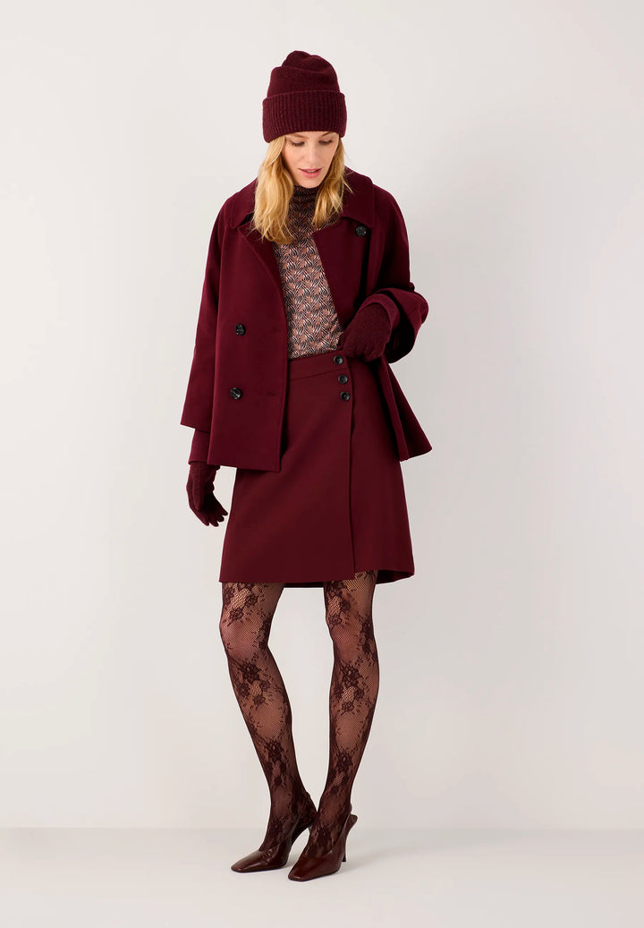Velours A-Line Jacket With Knit Detail