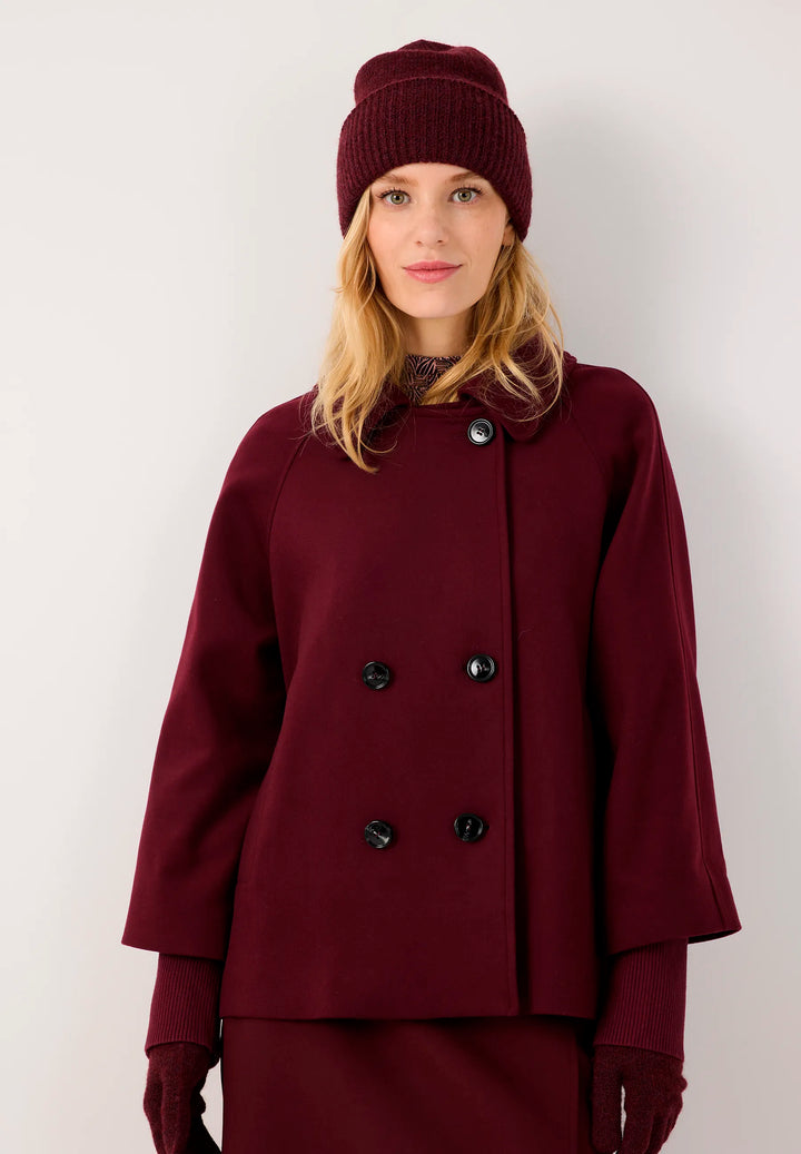Velours A-Line Jacket With Knit Detail