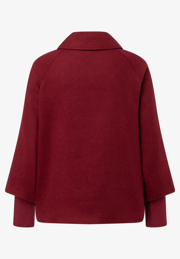 Velours A-Line Jacket With Knit Detail