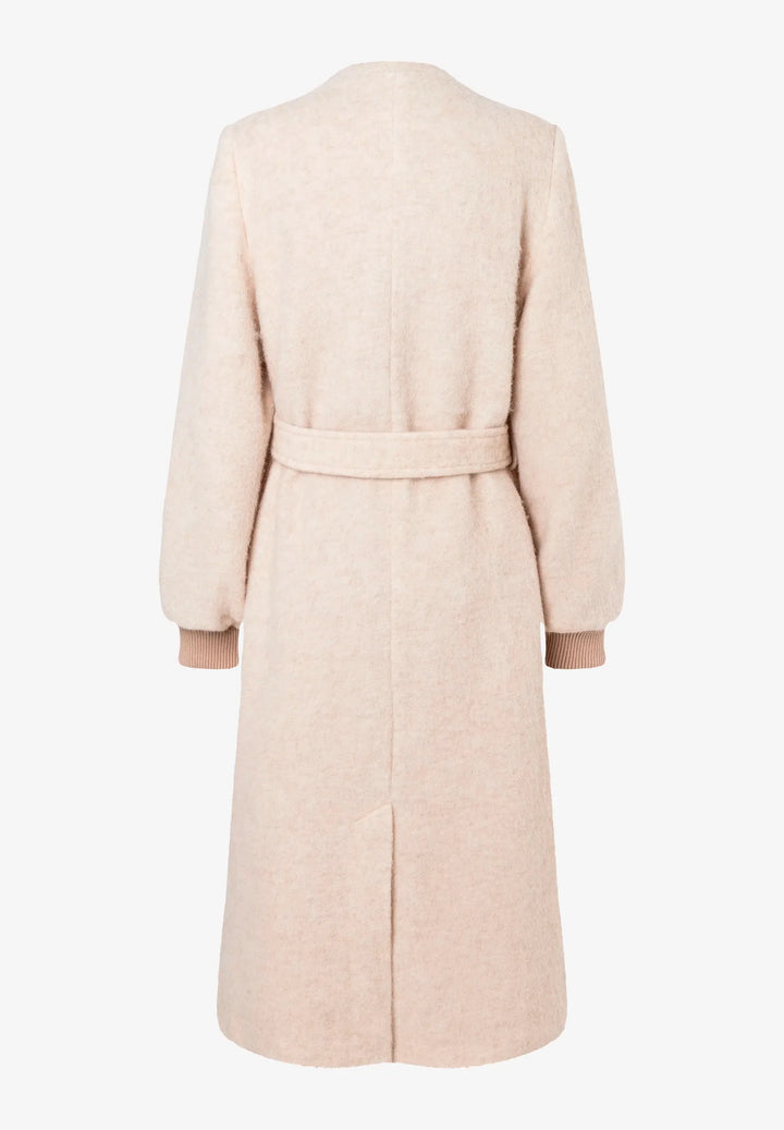 Hairy Bouclé Coat w Balloon Sleeves