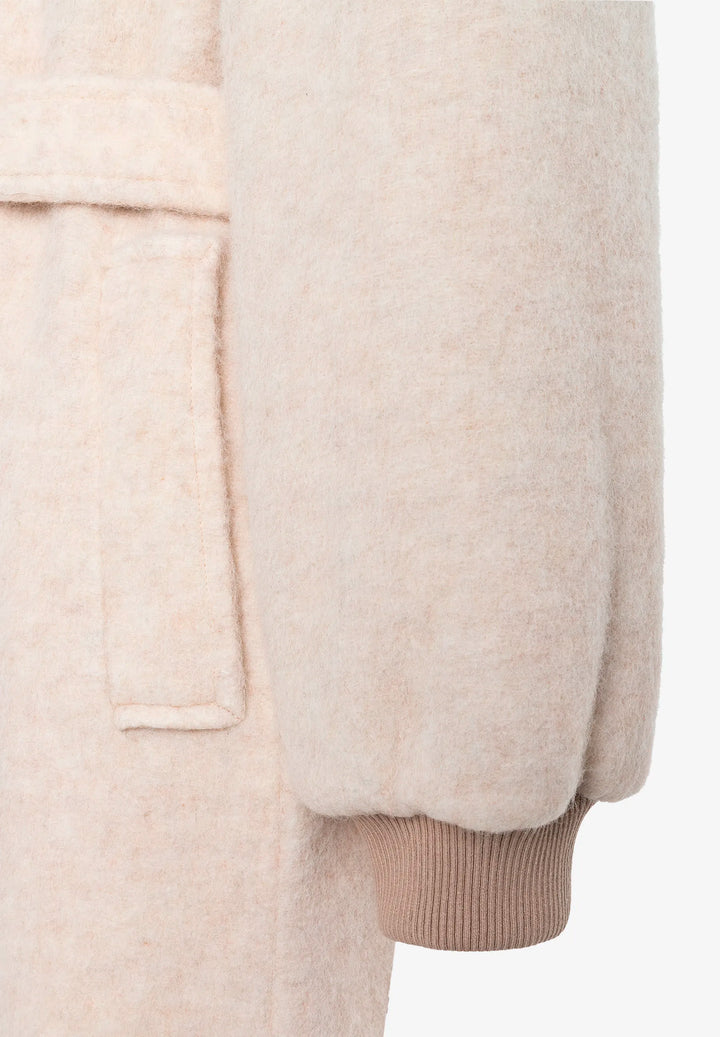 Hairy Bouclé Coat w Balloon Sleeves