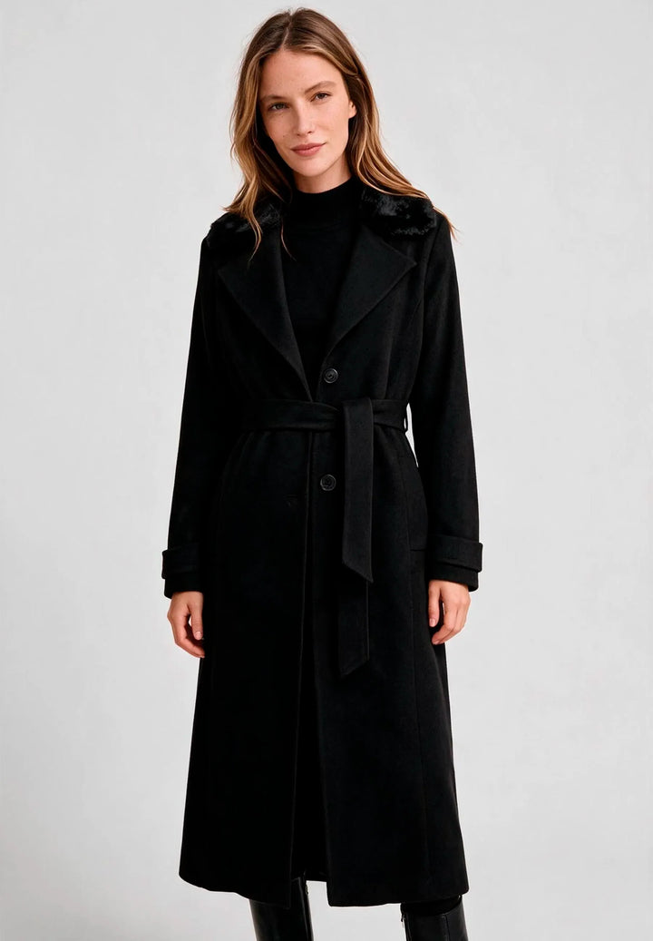 Velours Coat w Fake Fur Collar