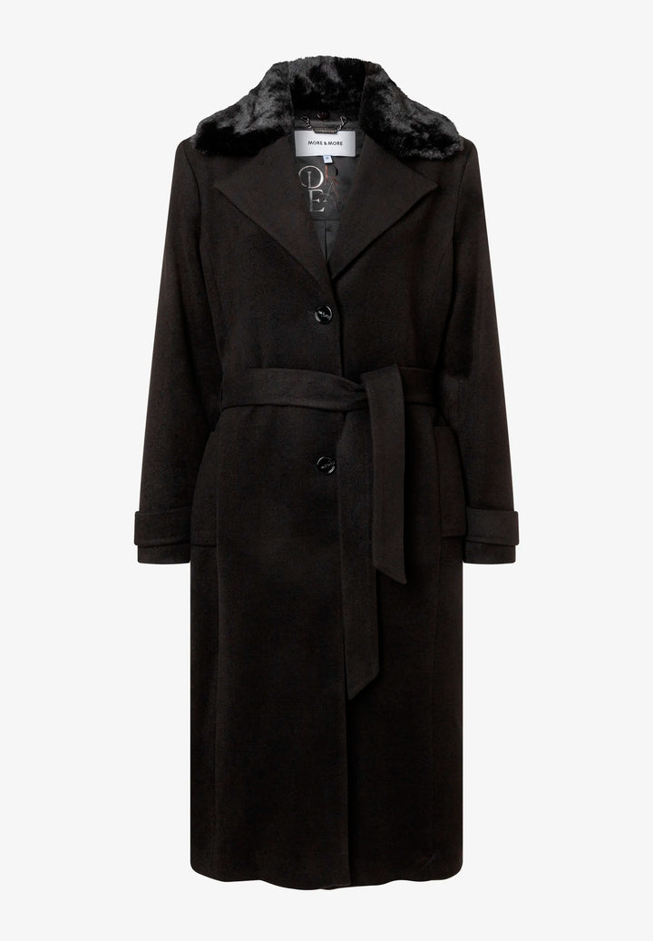 Velours Coat w Fake Fur Collar