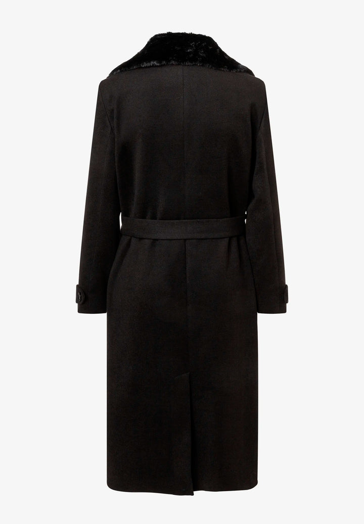 Velours Coat w Fake Fur Collar