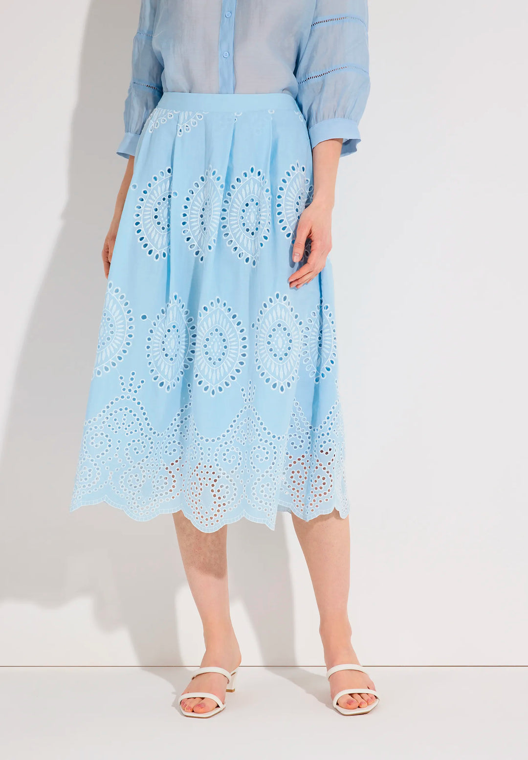 Skirt with Eyelet Embroidery
