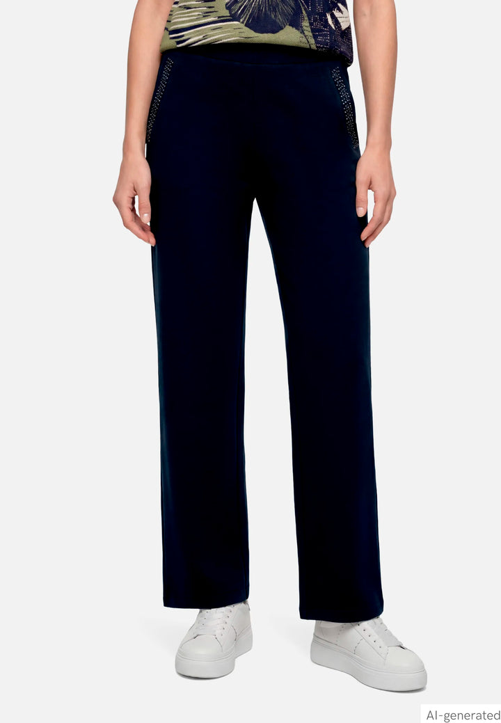 Pull-On Trousers with Rhinestones