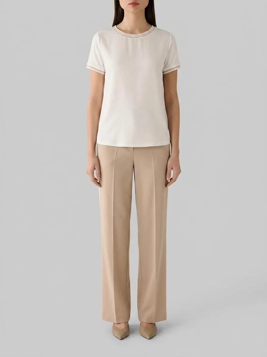 Blouse Shirt with Contrasting Trim