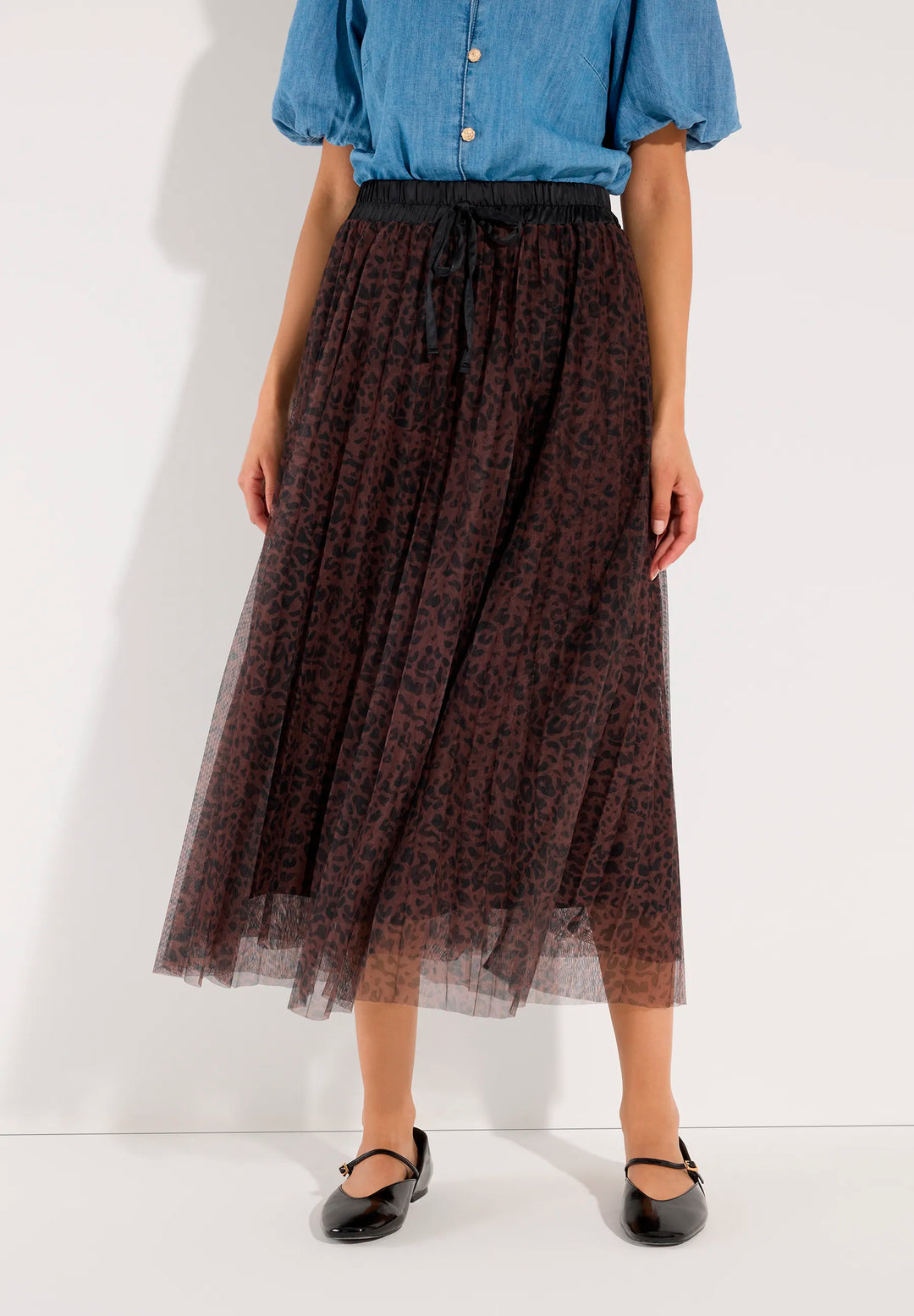 Plissee Skirt Mesh Printed