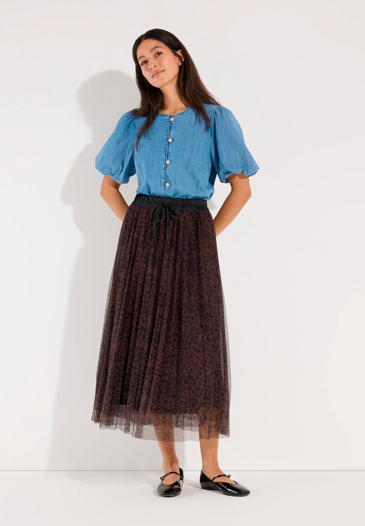 Plissee Skirt Mesh Printed