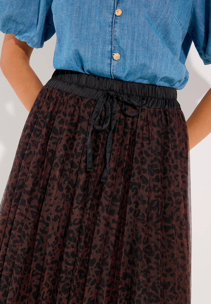 Plissee Skirt Mesh Printed