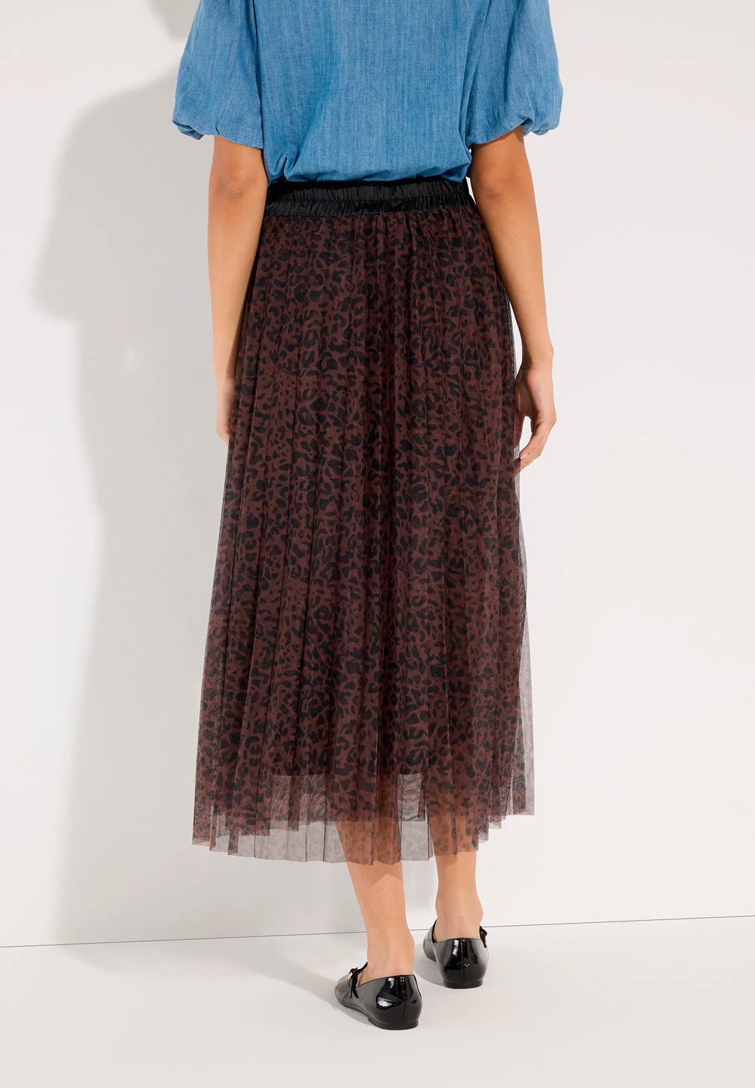 Plissee Skirt Mesh Printed