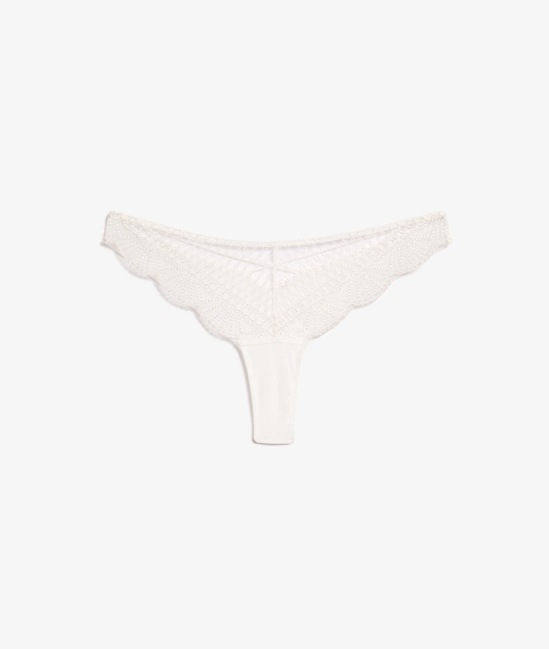 Embroidered thong - Ecru