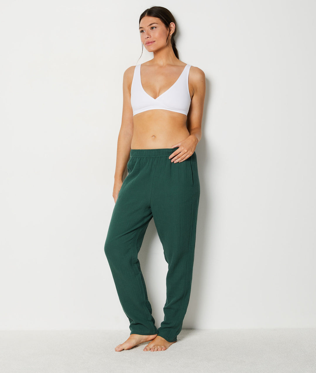 7/8 cotton pyjama trousers - Vert Sapin