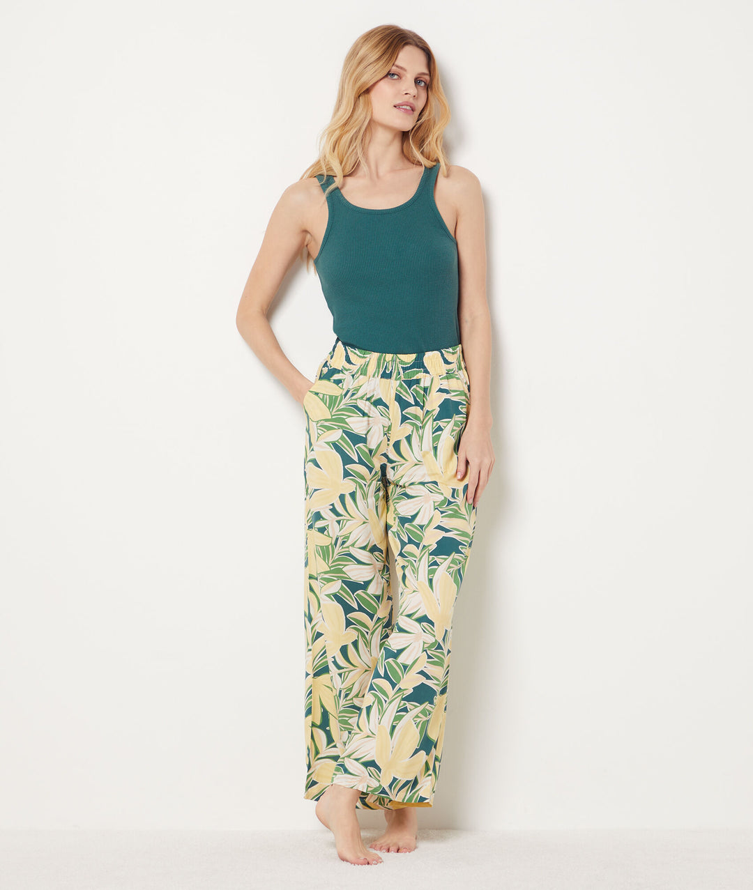 Floral 7/8 pajama pants - Jaune Vif
