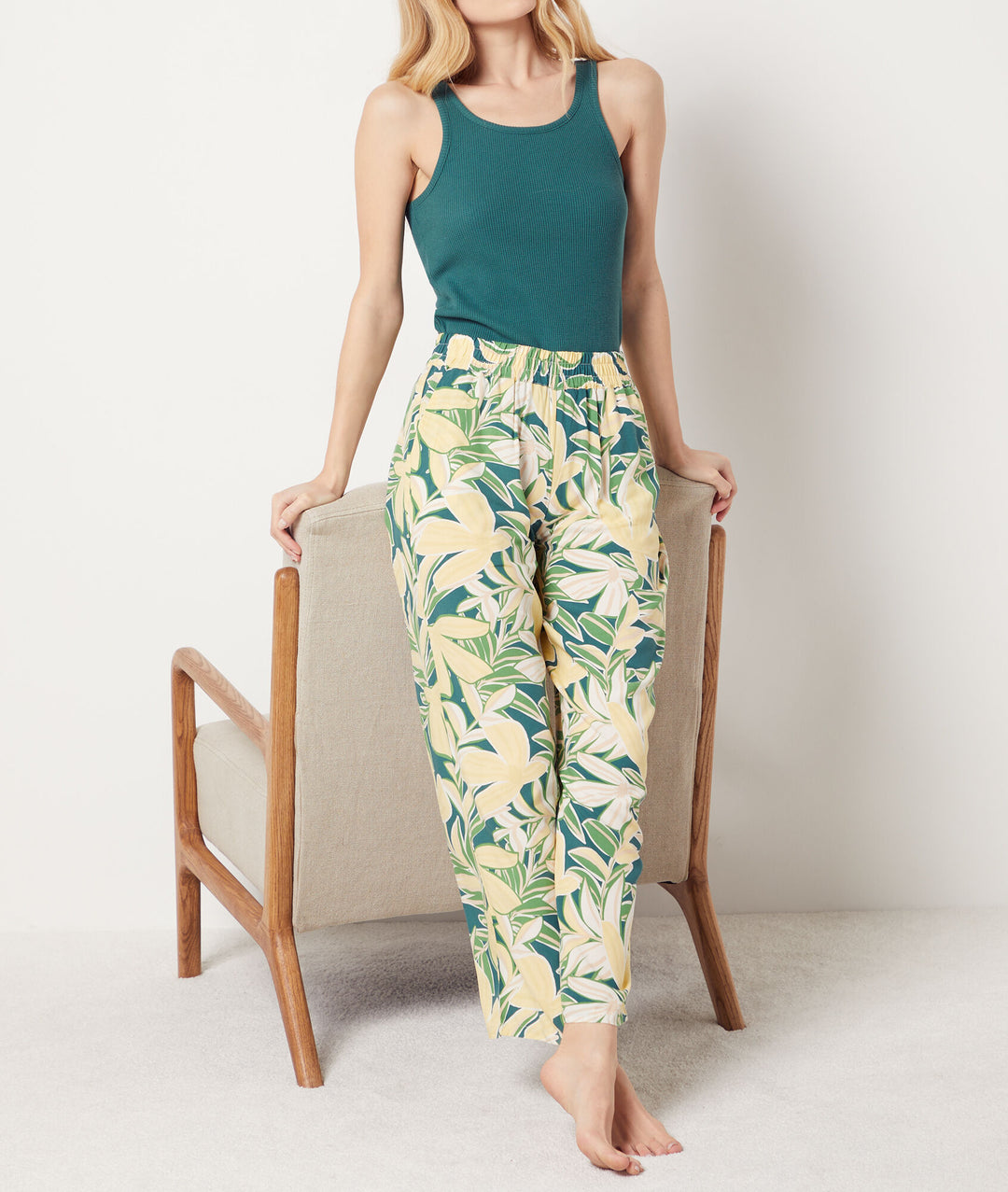 Floral 7/8 pajama pants - Jaune Vif