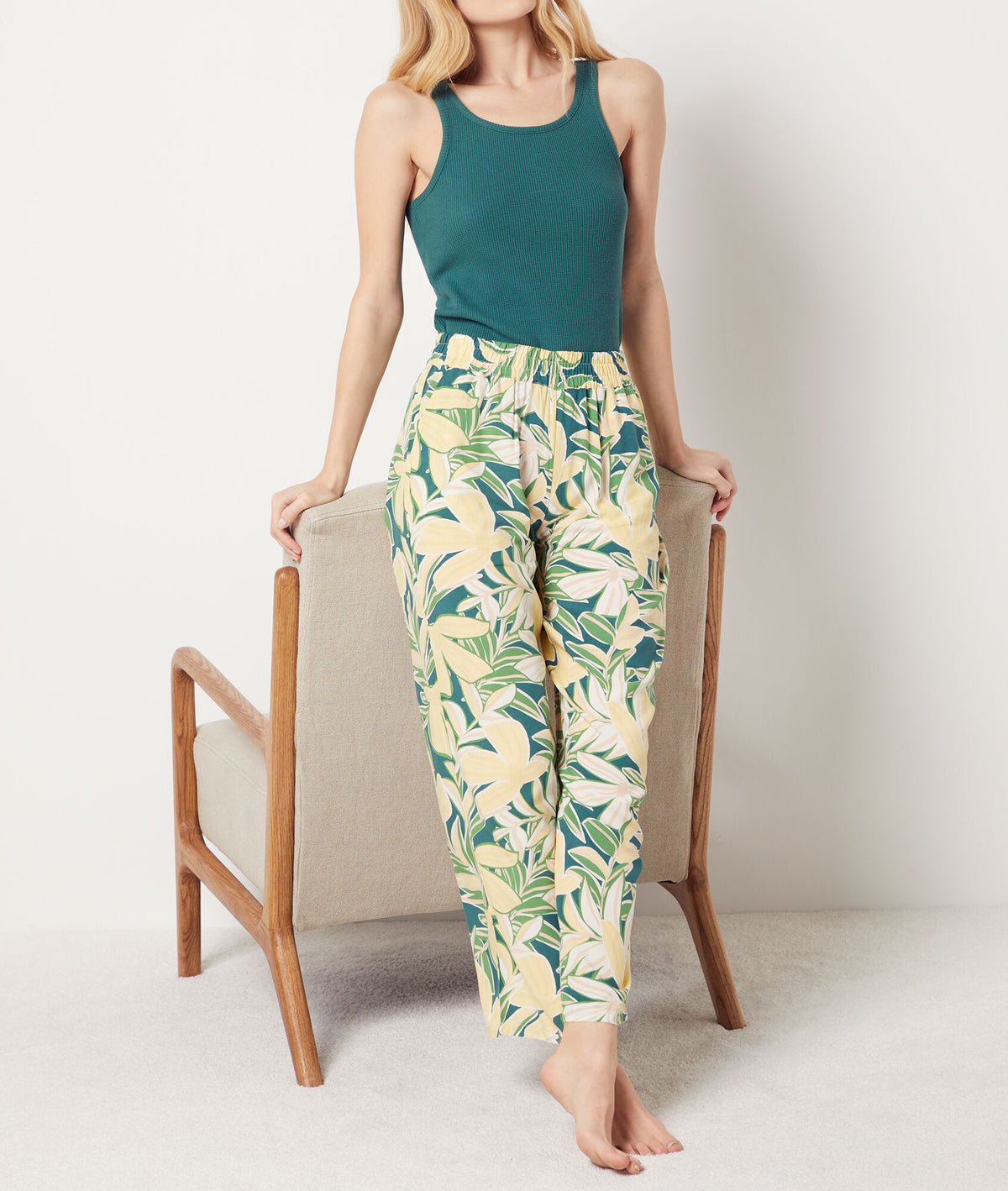 Floral 7/8 pajama pants - Jaune Vif