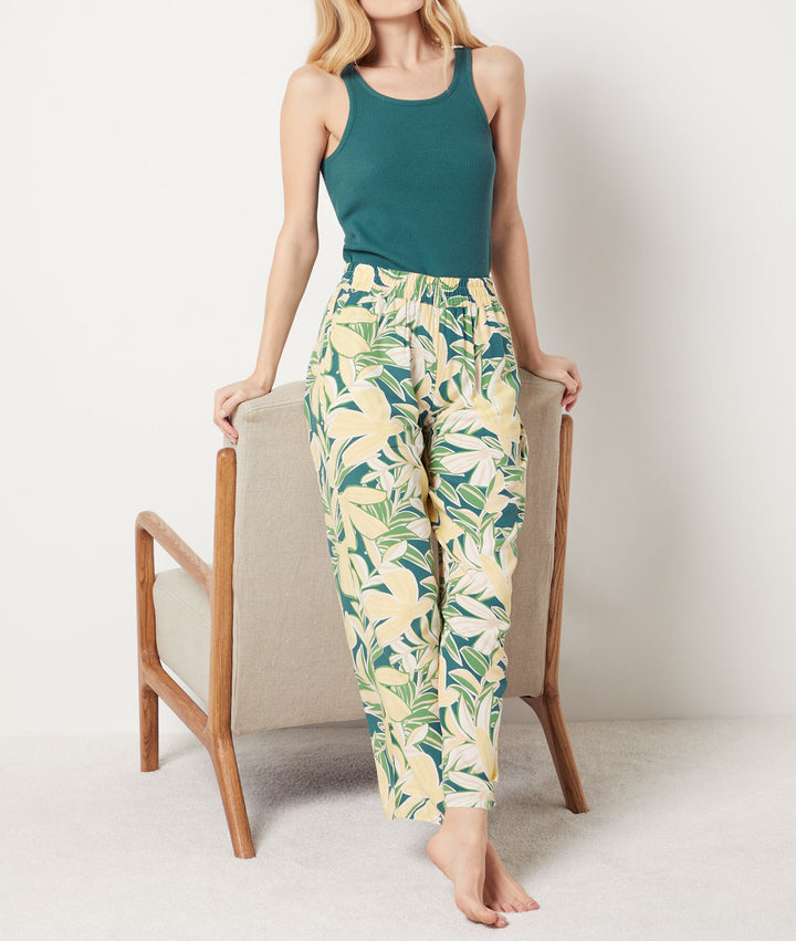 Floral 7/8 pajama pants - Jaune Vif