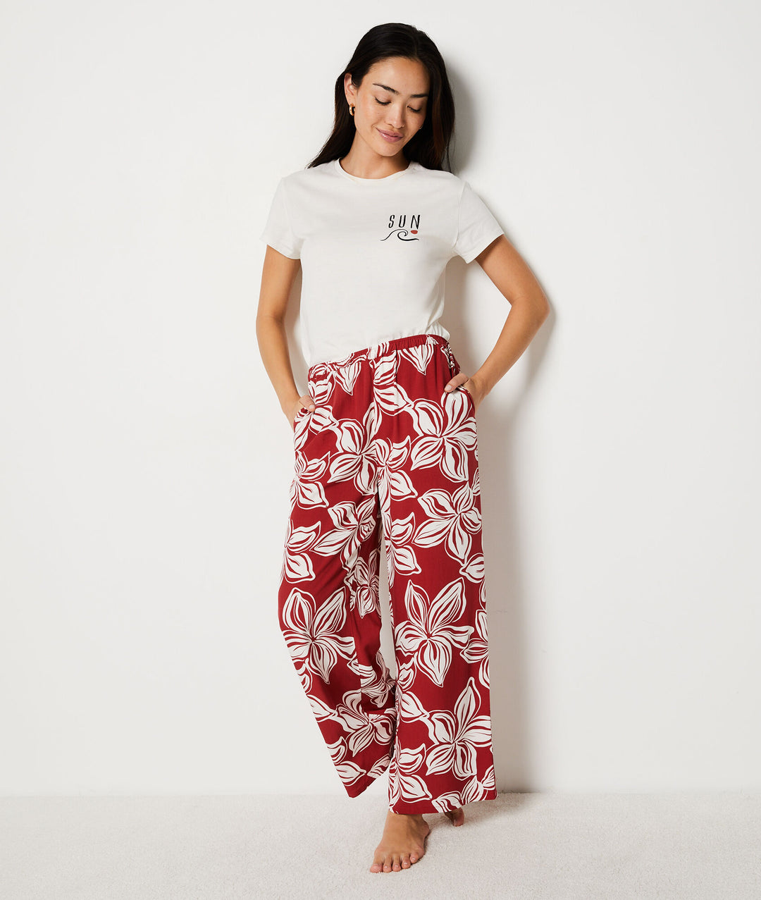 Floral pajama pants - Terracotta